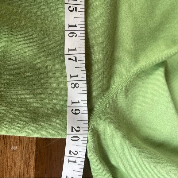 Lands End cotton crew neck cardigan lime green Size large 14-16 Classic preppy - Picture 7 of 10
